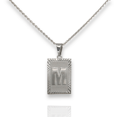 Silver Initial Card Necklace